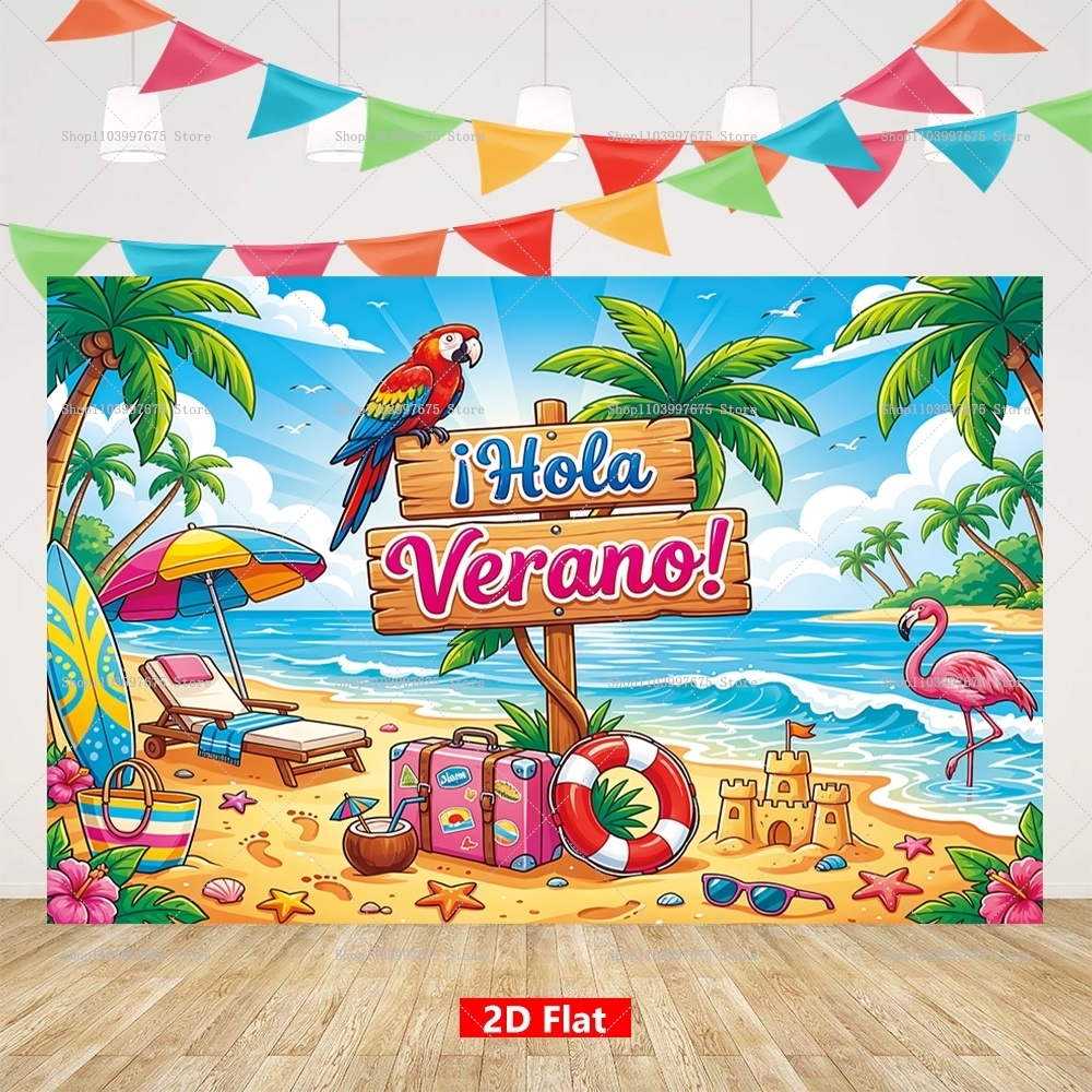 Summer Clothing Banner - Summer Flamingo Spanish Backdrops Summer Aloha
