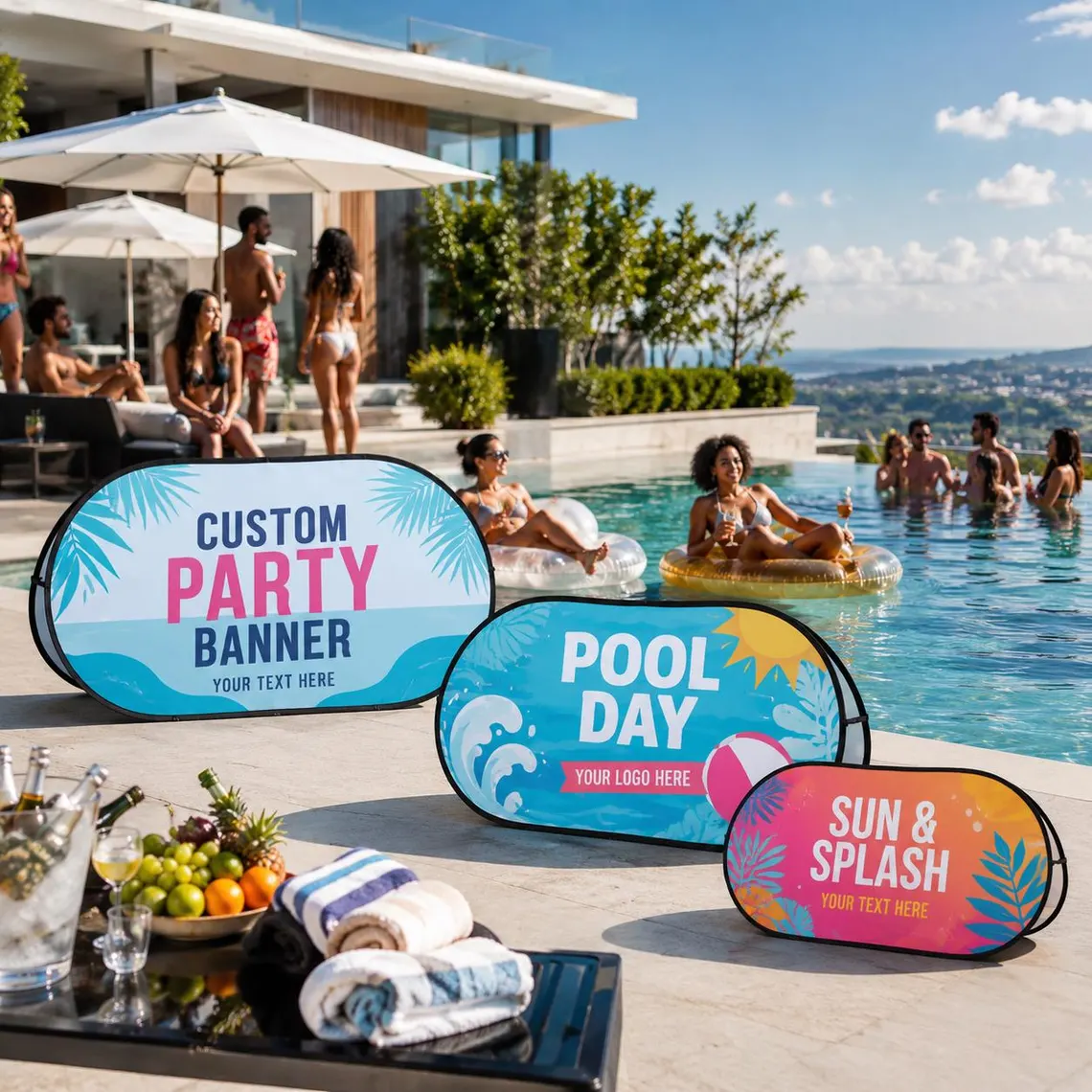 Summer Clothing Banner - Custom Pool Party Pop Up Banner