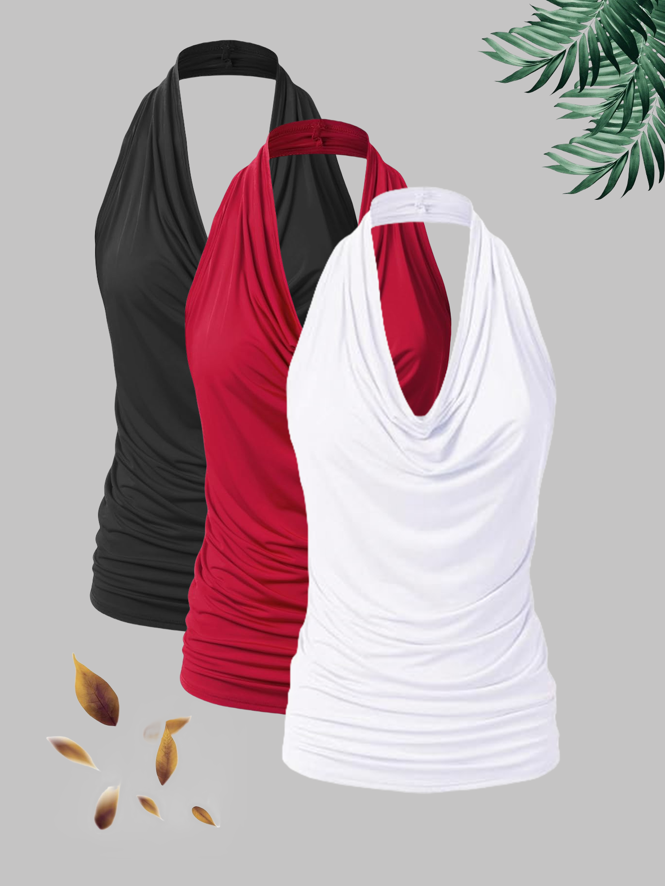 Halter Neck Top - Plus Size 3 Pack Halter Neck