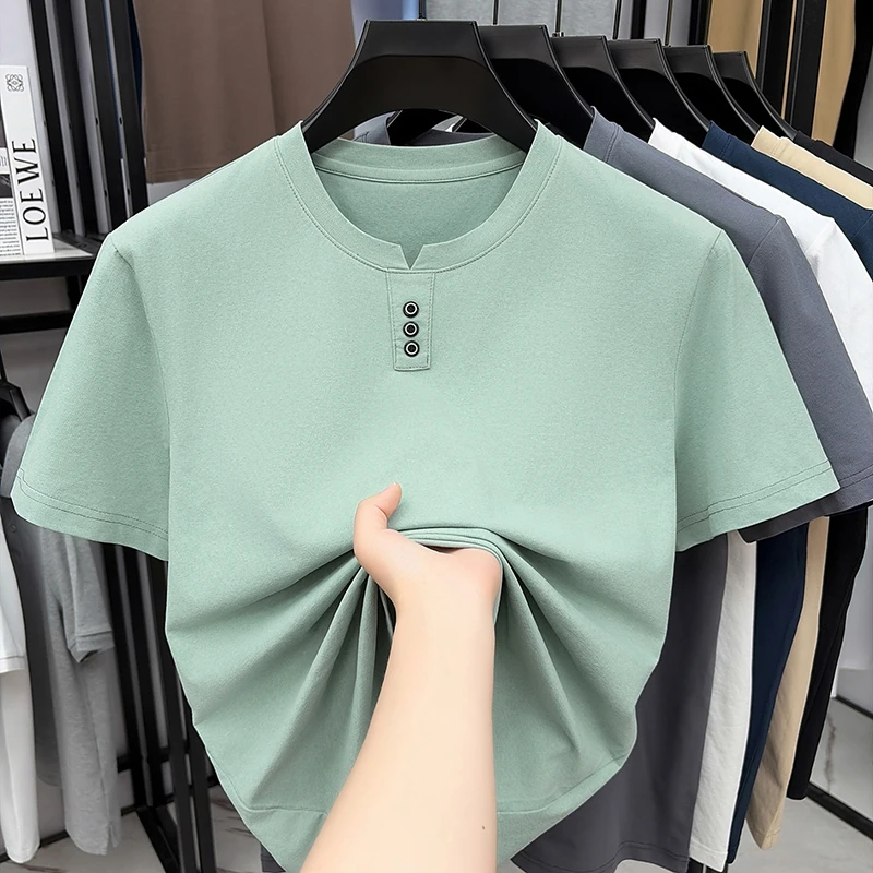 Summer Clothing Guys - Mens Casual Henley Neck T Shirt