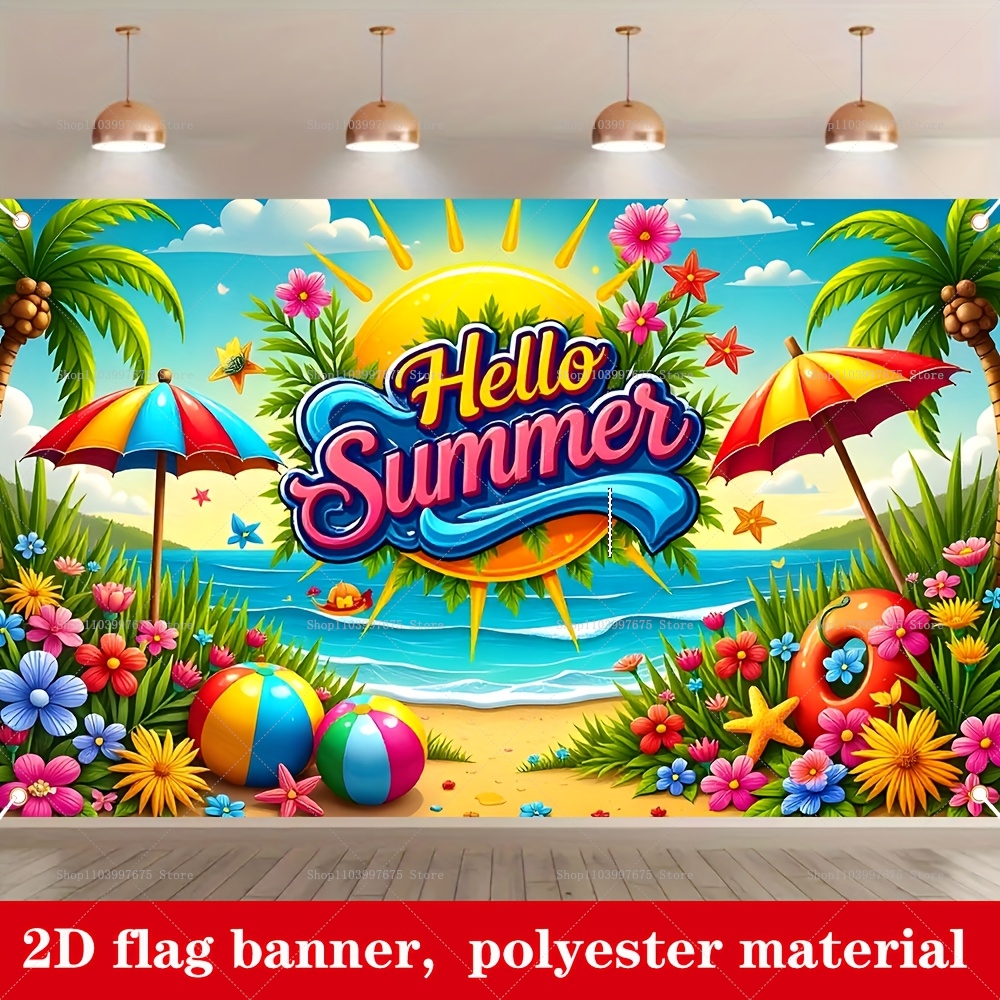 Summer Clothing Banner - 2D Hello Summer Ocean Backdrops Summer