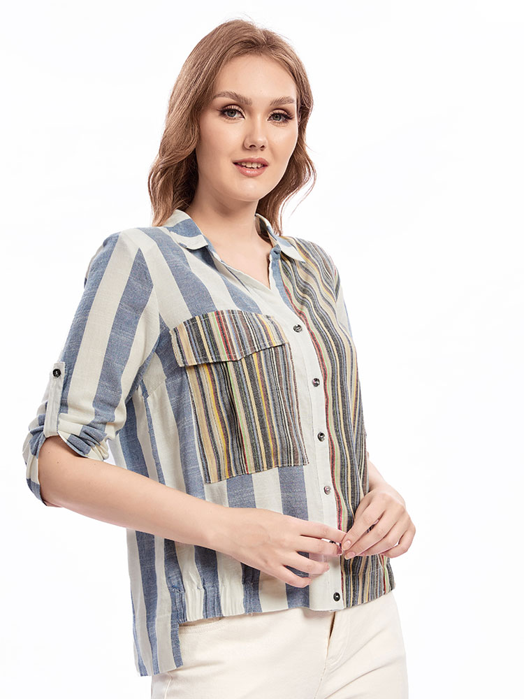 Summer Clothing For 60 Year Old Woman - Womens plus size woven lapel shirt