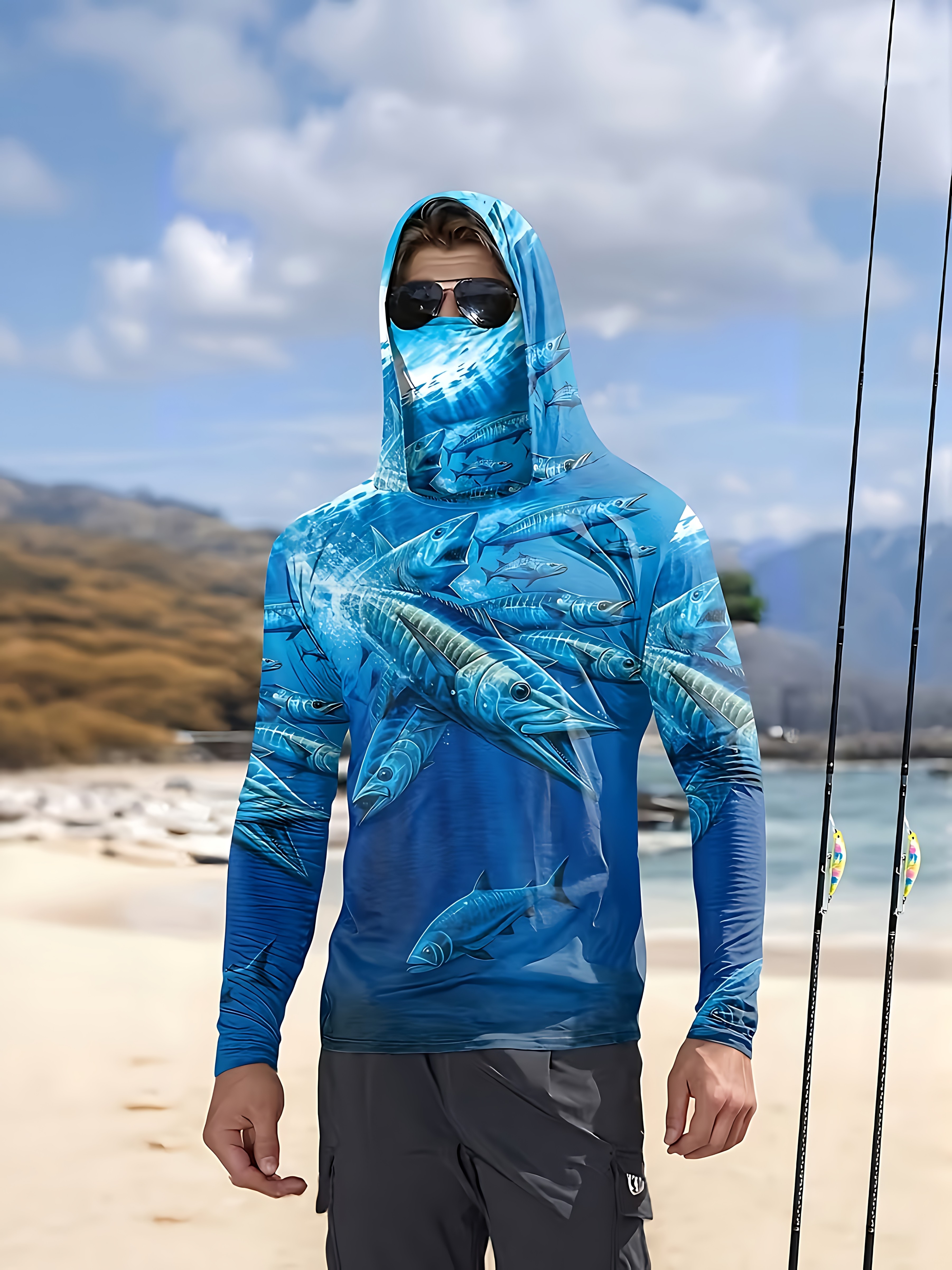 Summer Clothing Guys - Fishing Shirt Hooded Men Fishing Clothes