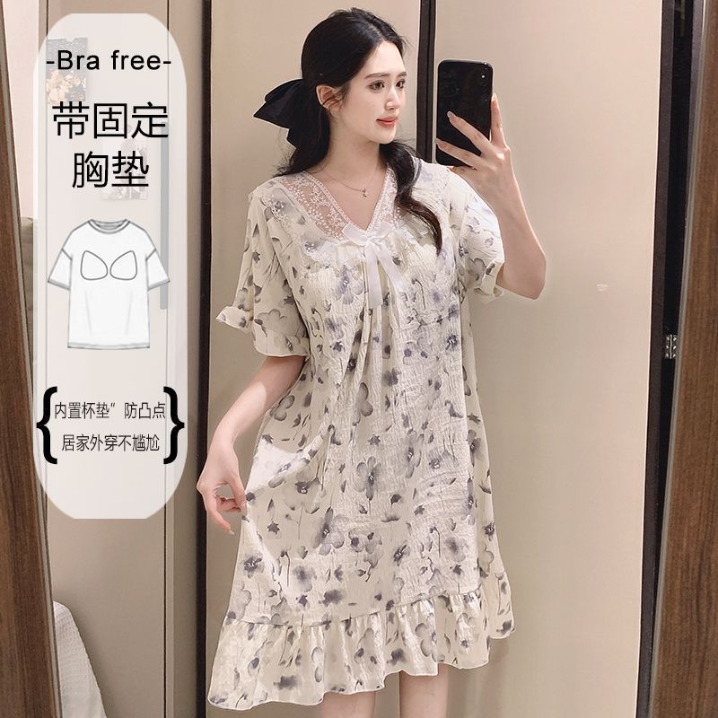 Summer Clothing Model - Plus Size Sweet Floral Print Nightgown