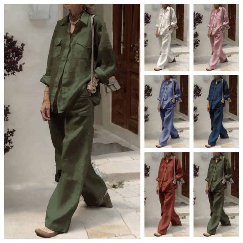 Summer Linen Clothing For Women - New Foreign Trade Women's Long-sleeved Shirt