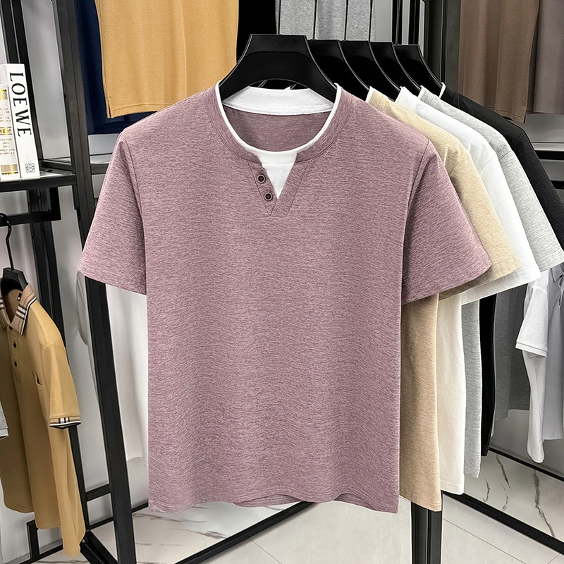 Summer Clothing Guys - Men's Minimalist Henley Neck T Shirt