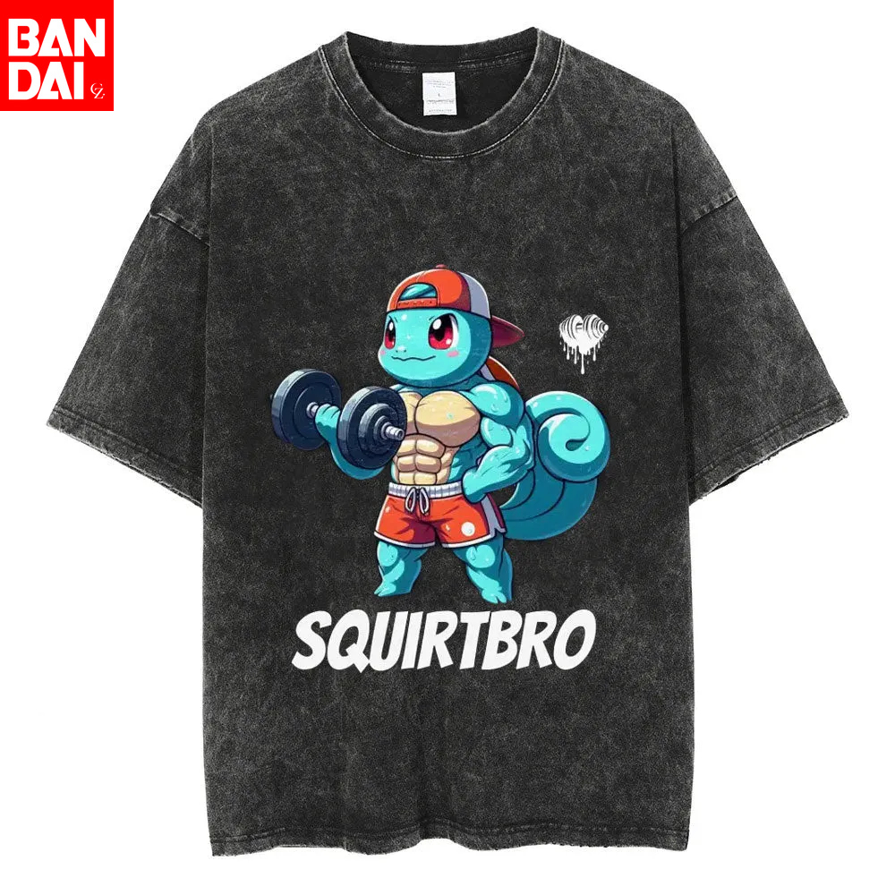 Vintage Summer Clothing Men - Pokemon Squirtle Squirtbro Gym Parody T
