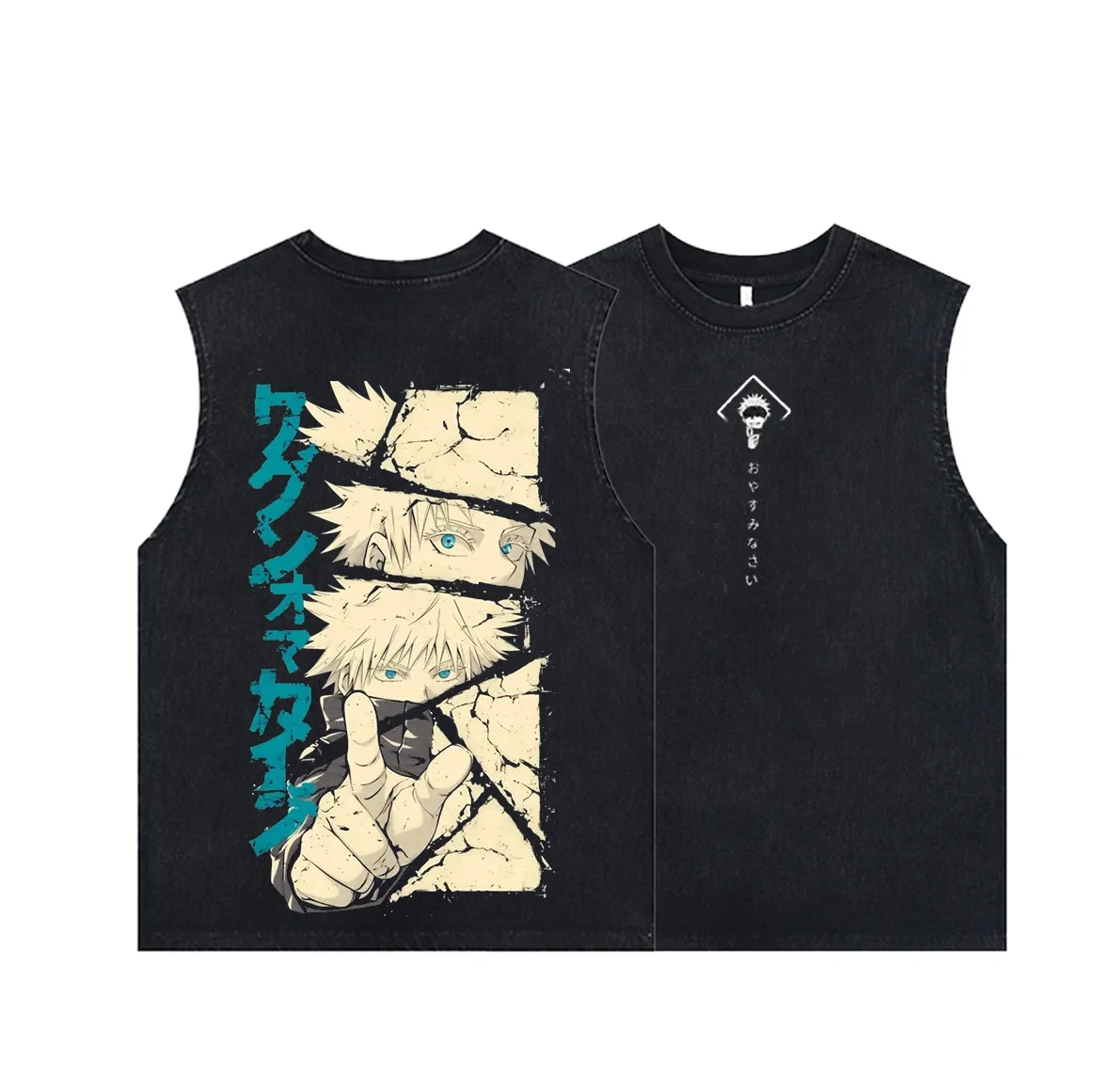 Vintage Summer Clothing Men - Men's Tank Tops Anime Gojo Satoru