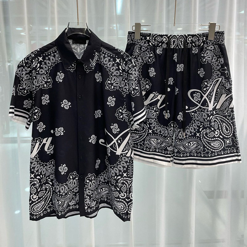 Summer Clothing Guys - Hawaiian mens royal luxury shorts set,2-piece