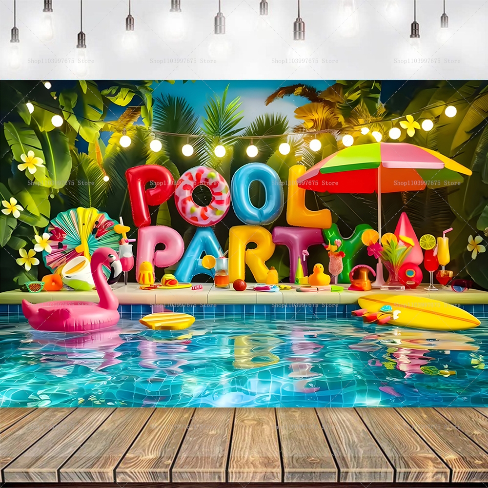 Summer Clothing Banner - Summer Pool Party Backdrops Holiday Hawaii
