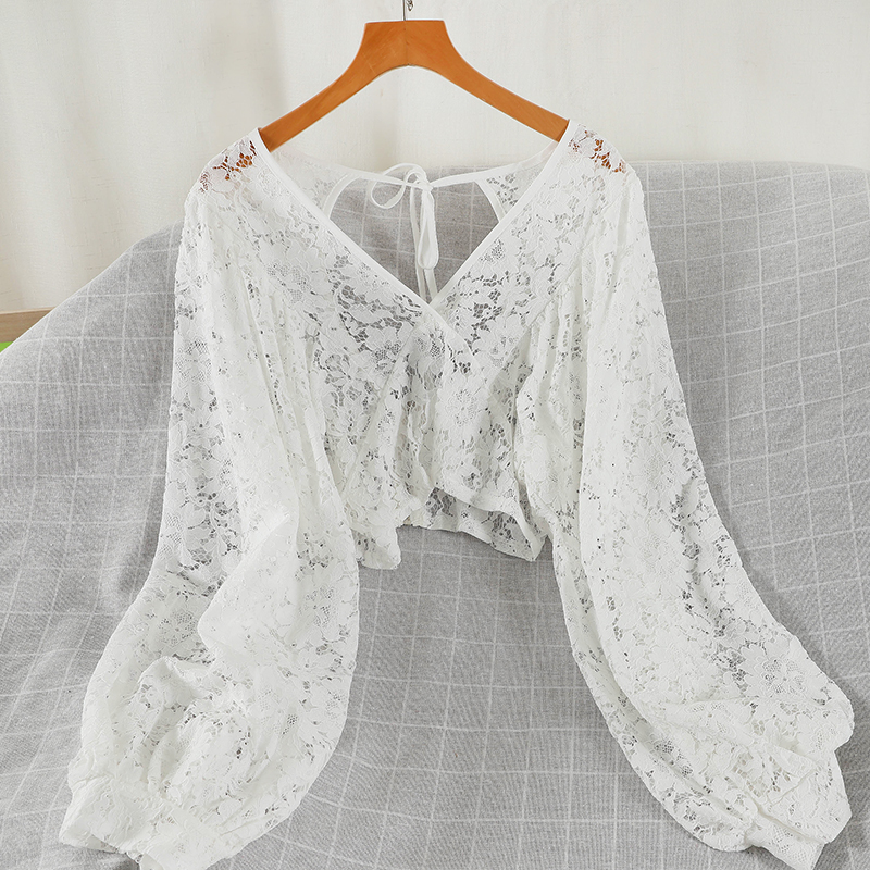 Blouses Women Solid Lace Simpl - Crop Blouse Linen のレビューと価格
