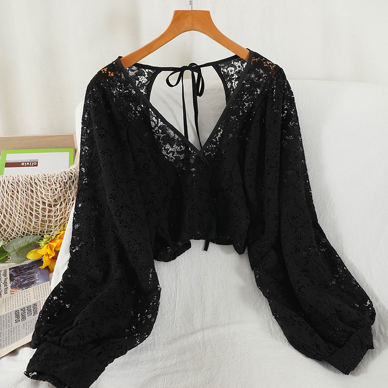 Blouses Women Solid Lace Simpl - Crop Blouse Linen のレビューと価格