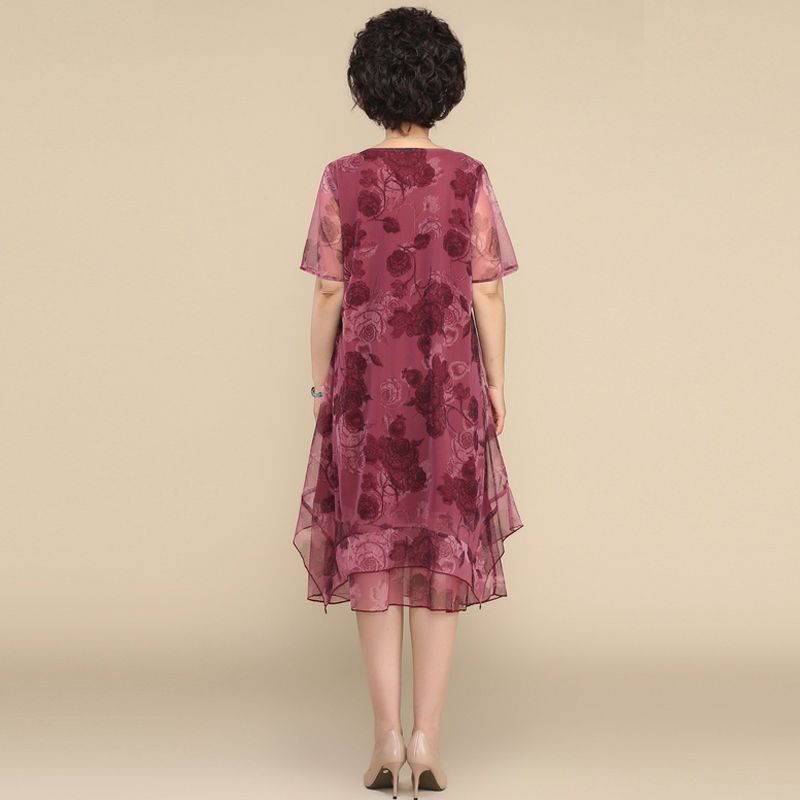 NEW O-Neck Short Sleeve Dresse - Summer Clothing For 60 Year Old Woman のレビューと価格