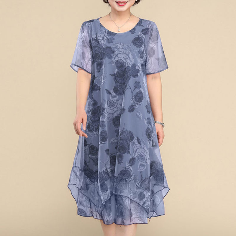 NEW O-Neck Short Sleeve Dresse - Summer Clothing For 60 Year Old Woman のレビューと価格