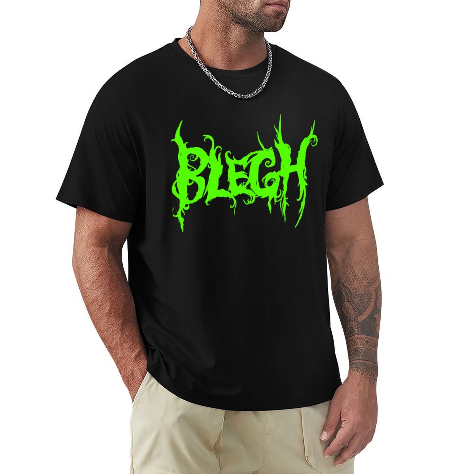 Neon Green Blegh on Black T-Sh - Summer Green Clothing のレビューと価格