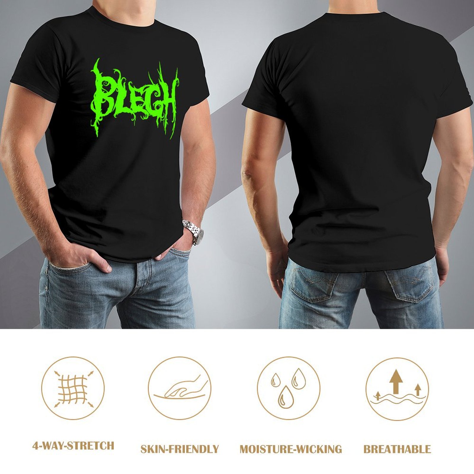 Neon Green Blegh on Black T-Sh - Summer Green Clothing のレビューと価格