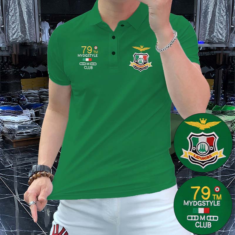 Trendy Men's Lapel Collar Polo - Summer Green Clothing のレビューと価格