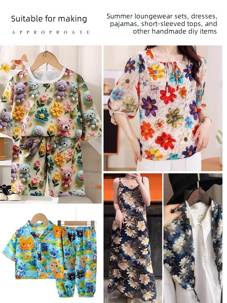 3D Printed Flower Rayon Fabric - Soft Summer Yellow Clothing のレビューと価格