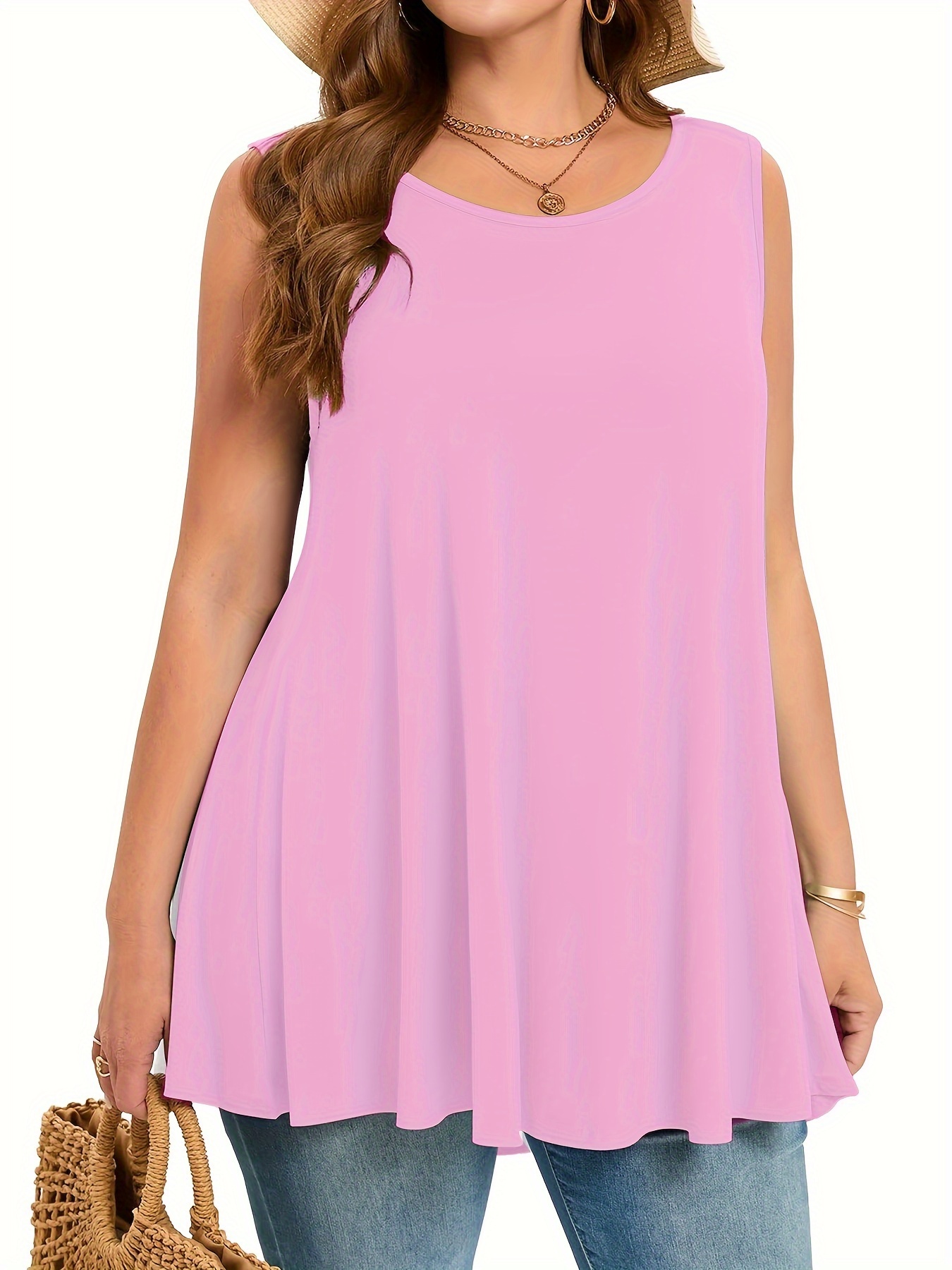 Plus Size Simple Solid Tank To - Halter Neck Top のレビューと価格