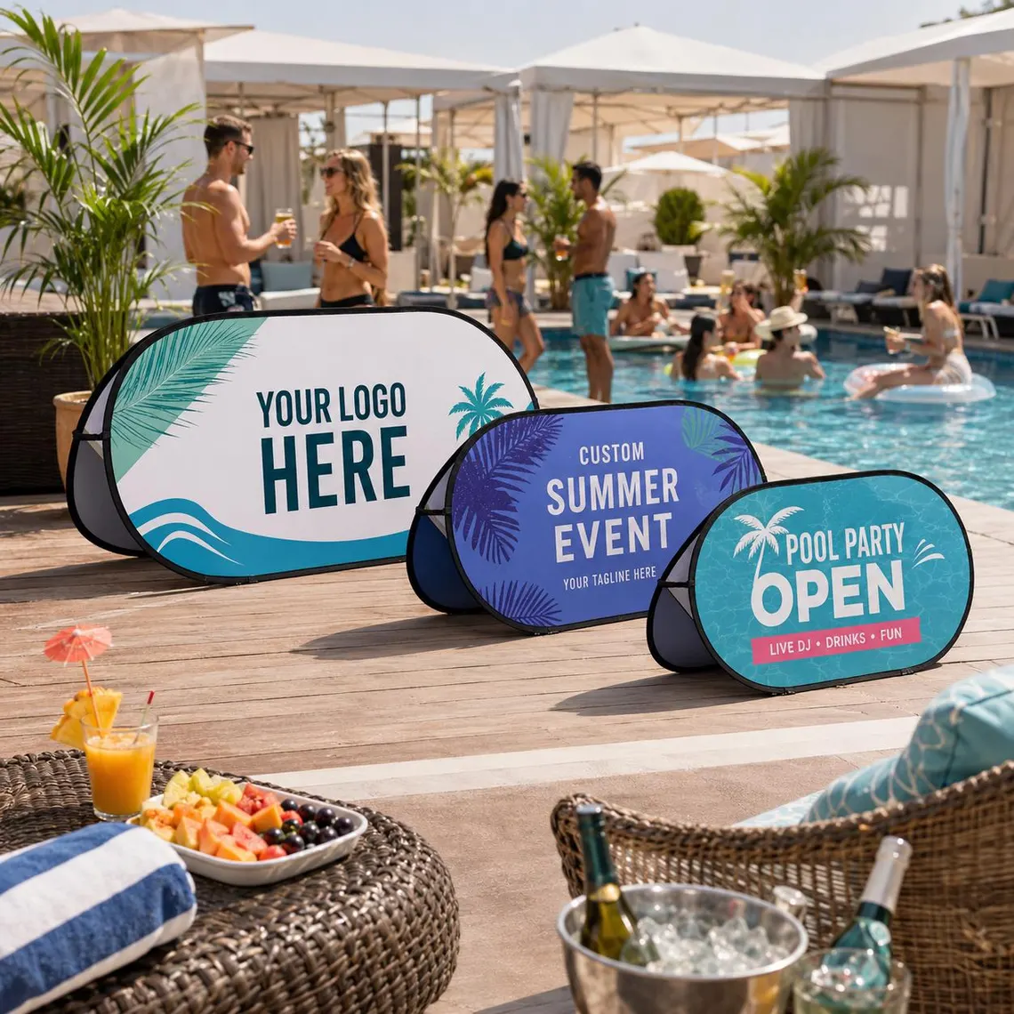 Custom Pool Party Pop Up Banne - Summer Clothing Banner のレビューと価格