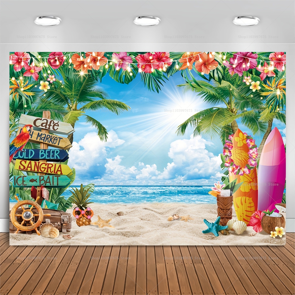 Summer Hawaiian Beach Backdrop - Summer Clothing Banner のレビューと価格
