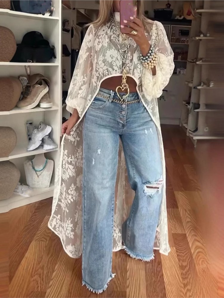 Lady Fashion Lace Shirt Top Ca - Summer Holiday Clothing Women のレビューと価格