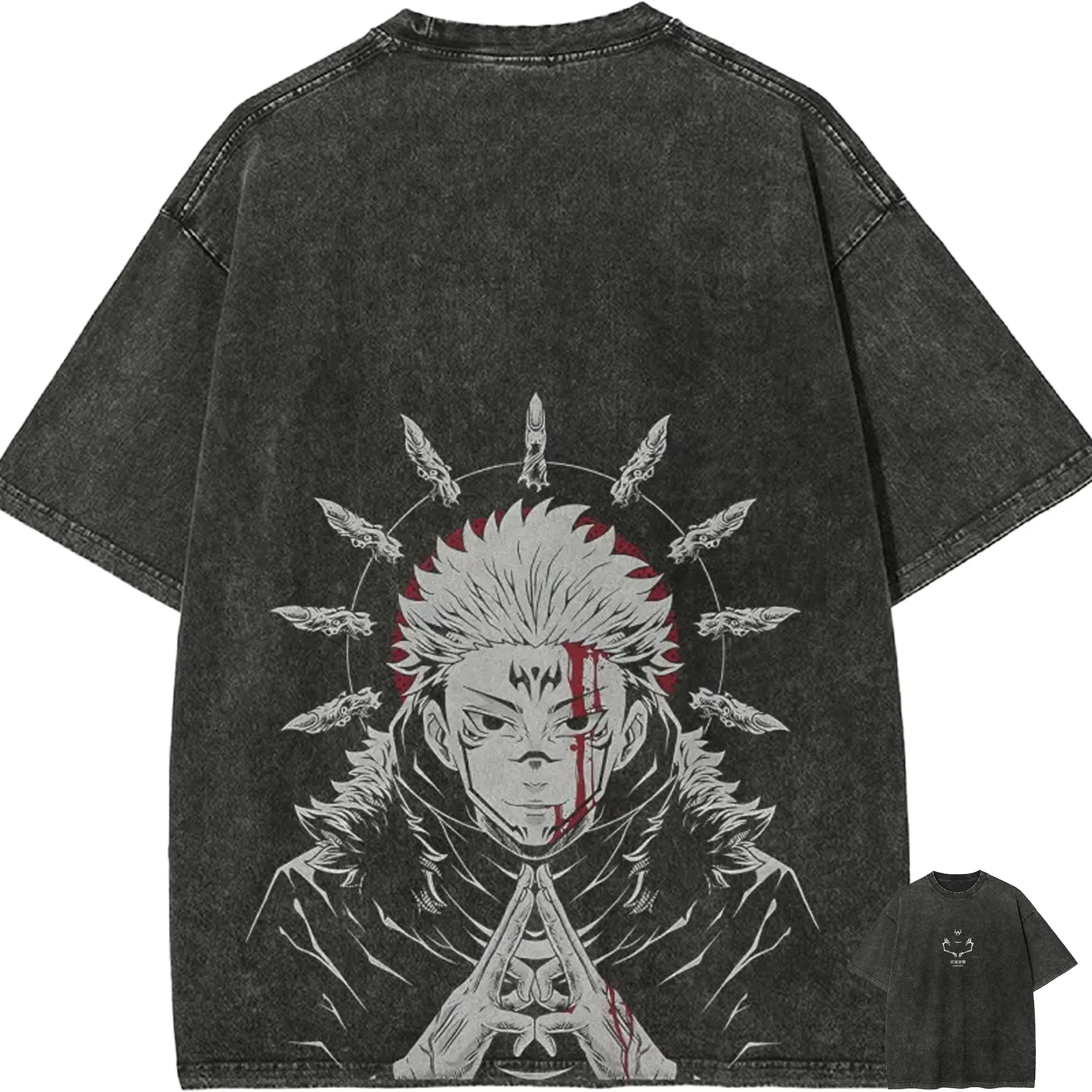 Jujutsu Kaisen Sukuna Print Ov - Vintage Summer Clothing Men のレビューと価格