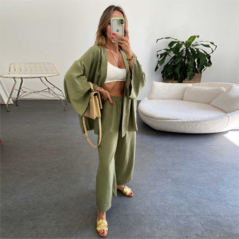 Women's Linen Trouser Suit Wit - Summer Linen Clothing For Women のレビューと価格