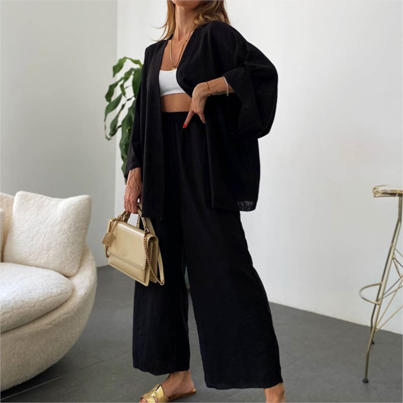 Women's Linen Trouser Suit Wit - Summer Linen Clothing For Women のレビューと価格