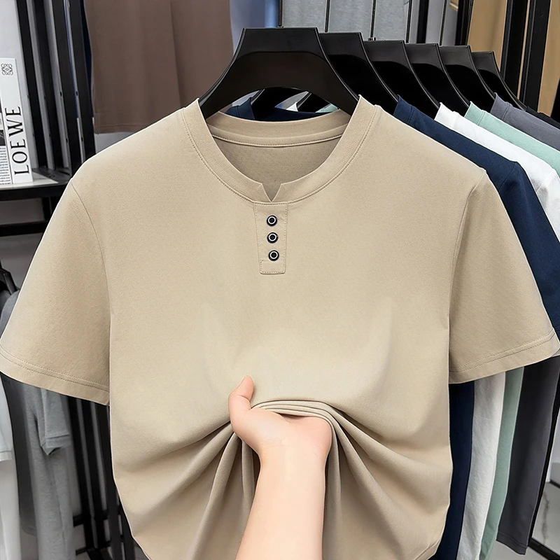 Mens Casual Henley Neck T Shir - Summer Clothing Guys のレビューと価格