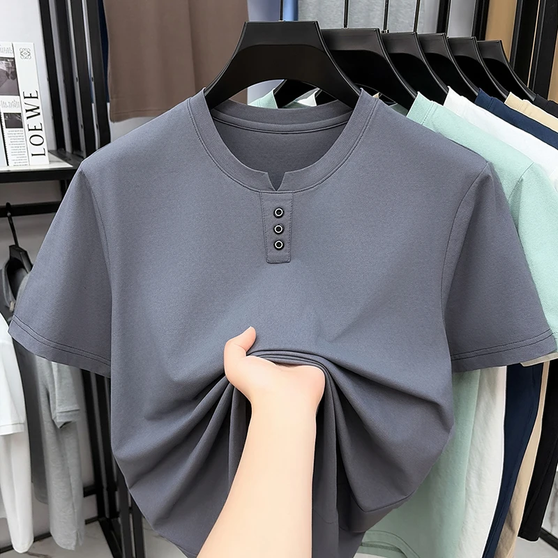 Mens Casual Henley Neck T Shir - Summer Clothing Guys のレビューと価格