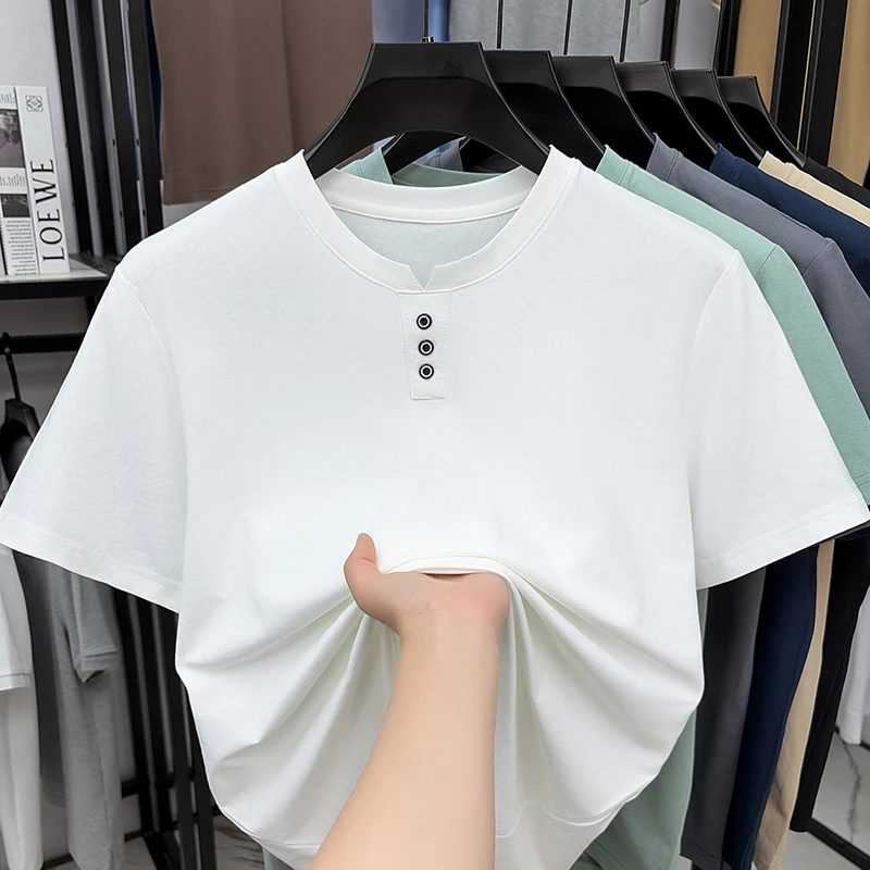 Mens Casual Henley Neck T Shir - Summer Clothing Guys のレビューと価格