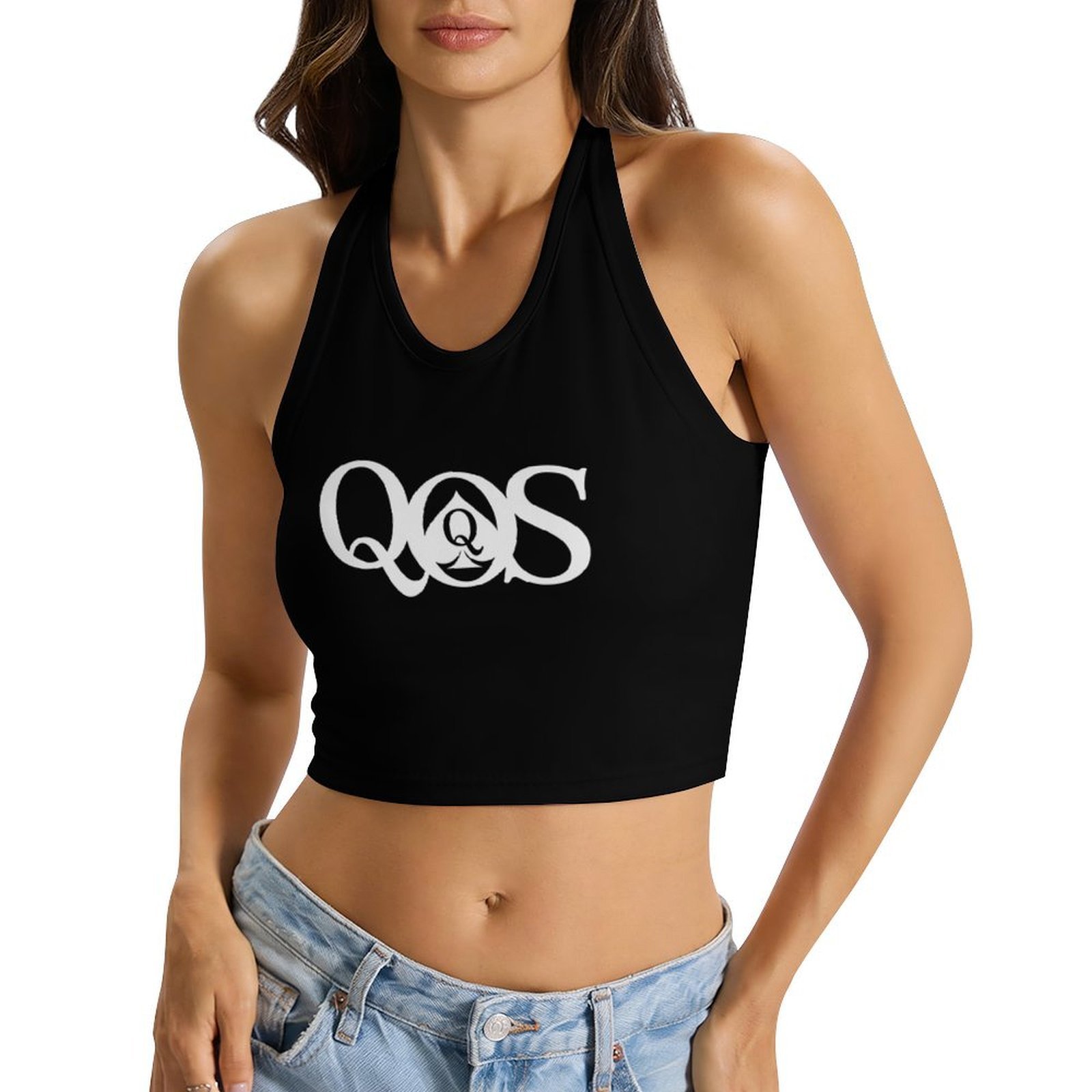 Women's QOS Print Tie Halter T - Halter Neck Top のレビューと価格