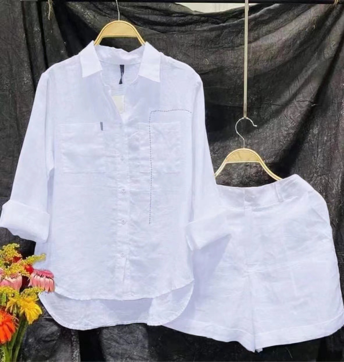Fashion White Long Sleeve Shir - Summer Linen Clothing For Women のレビューと価格