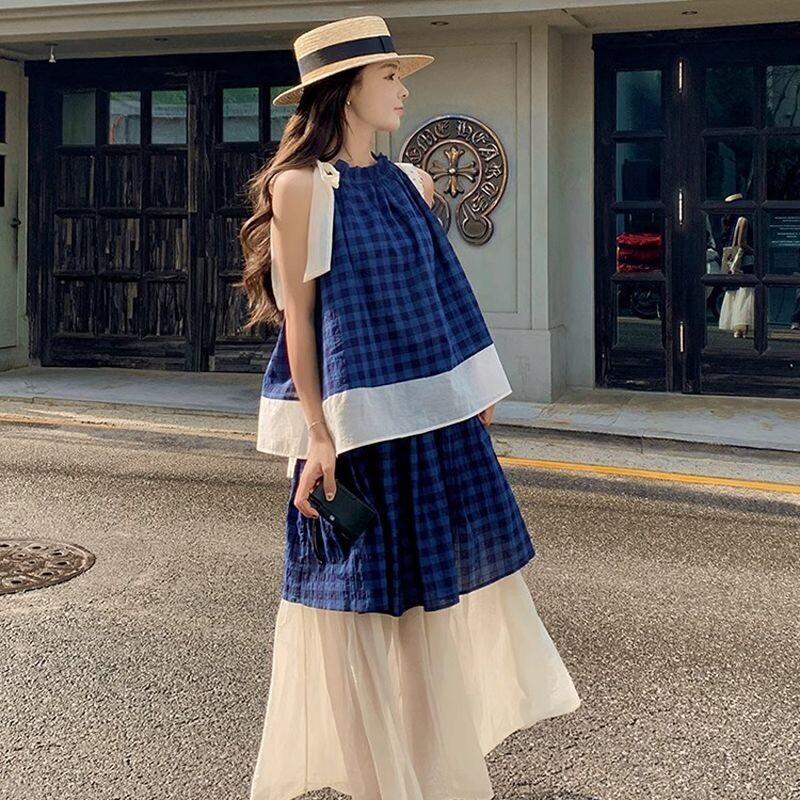 Women's Blue Plaid Two Piece S - Halter Neck Top のレビューと価格