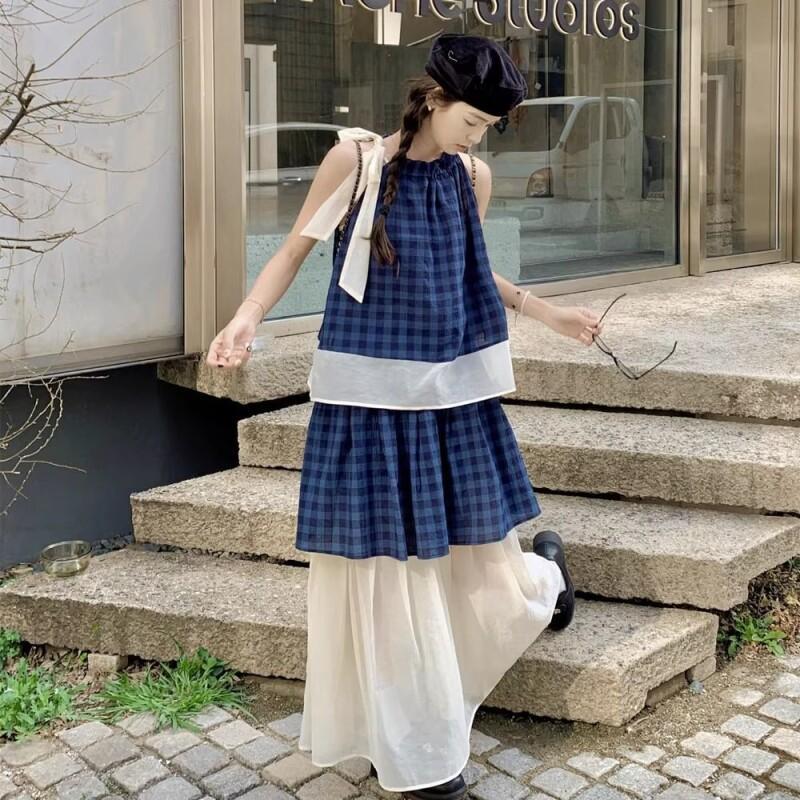 Women's Blue Plaid Two Piece S - Halter Neck Top のレビューと価格