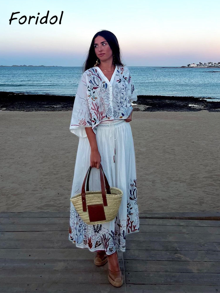 Foridol Marine Organism Embroi - Summer Linen Clothing For Women のレビューと価格
