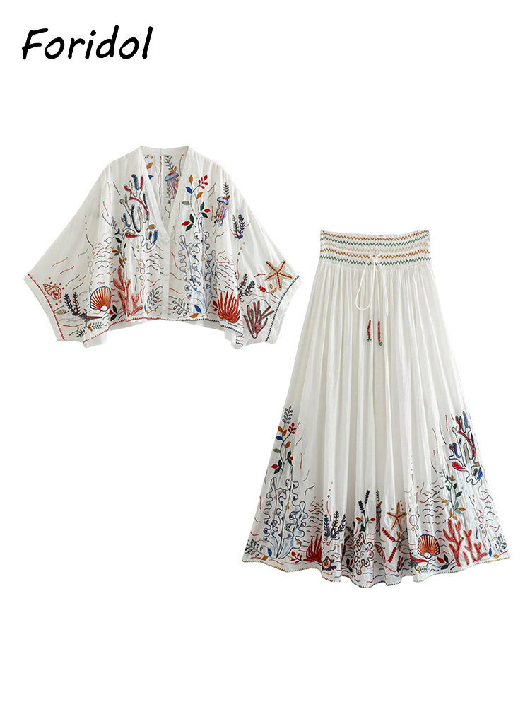 Foridol Marine Organism Embroi - Summer Linen Clothing For Women のレビューと価格