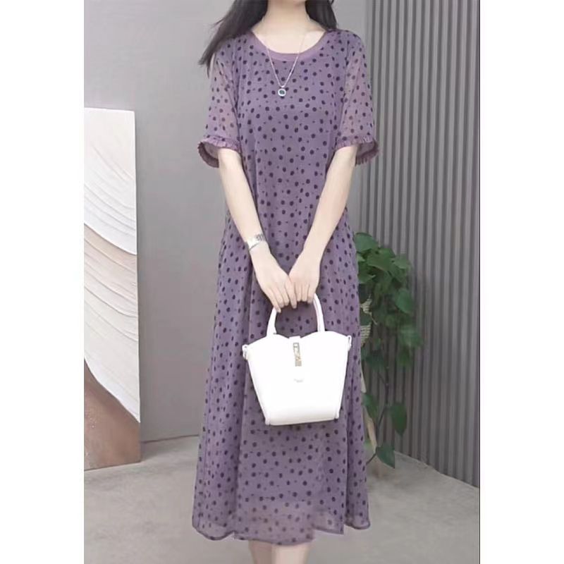 Elegant O-Neck Printed Polka D - Summer Clothing For 60 Year Old Woman のレビューと価格