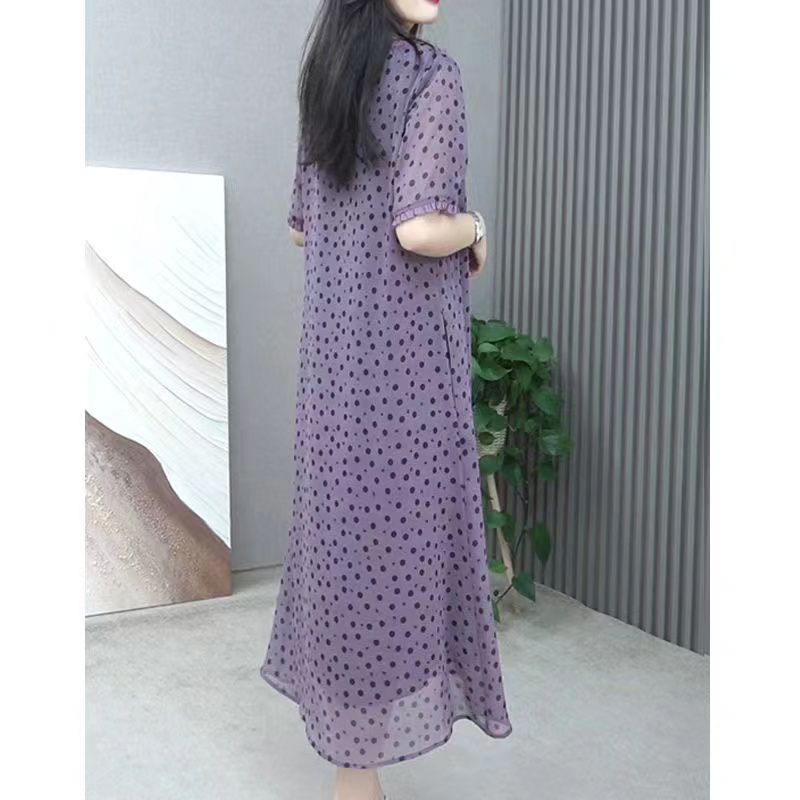 Elegant O-Neck Printed Polka D - Summer Clothing For 60 Year Old Woman のレビューと価格