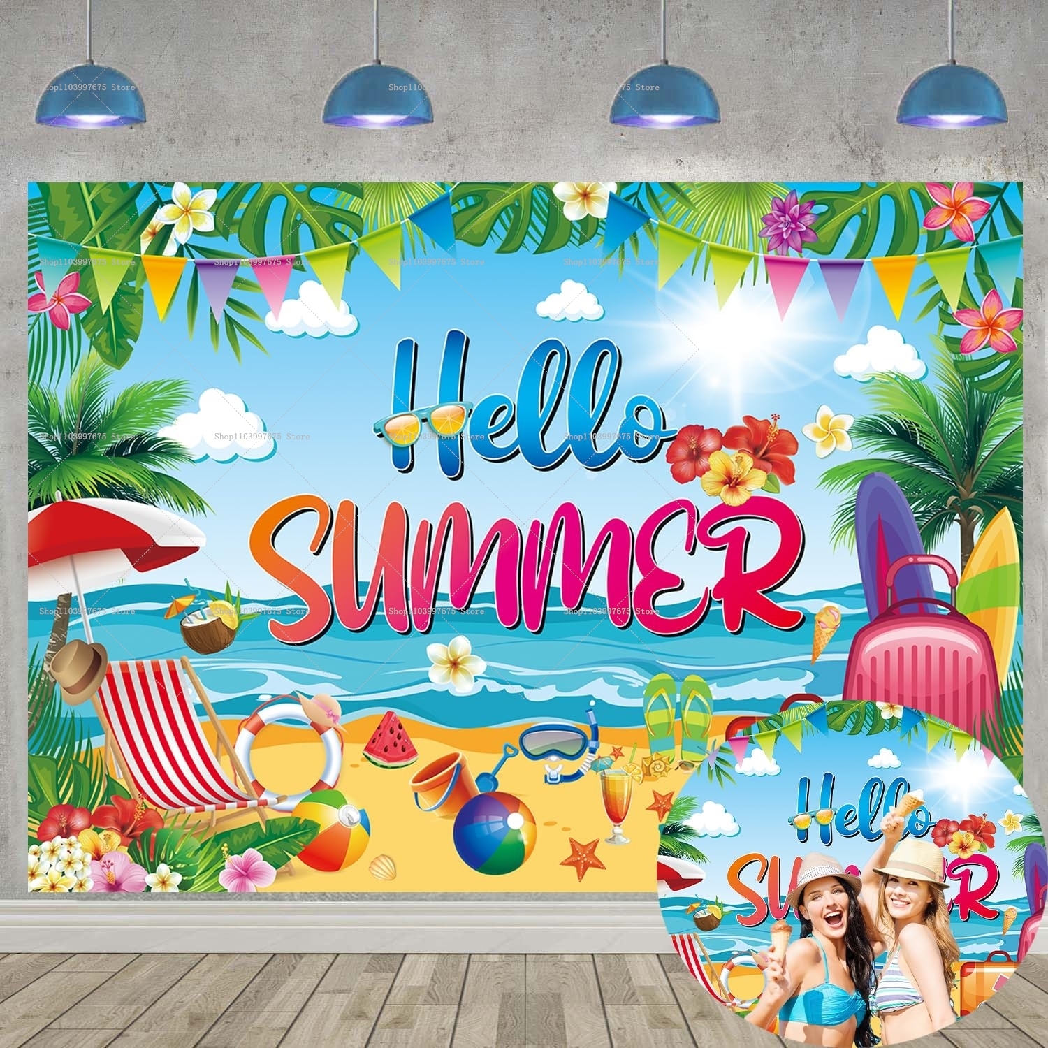 2D Hello Summer Hawaii Backdro - Summer Clothing Banner のレビューと価格