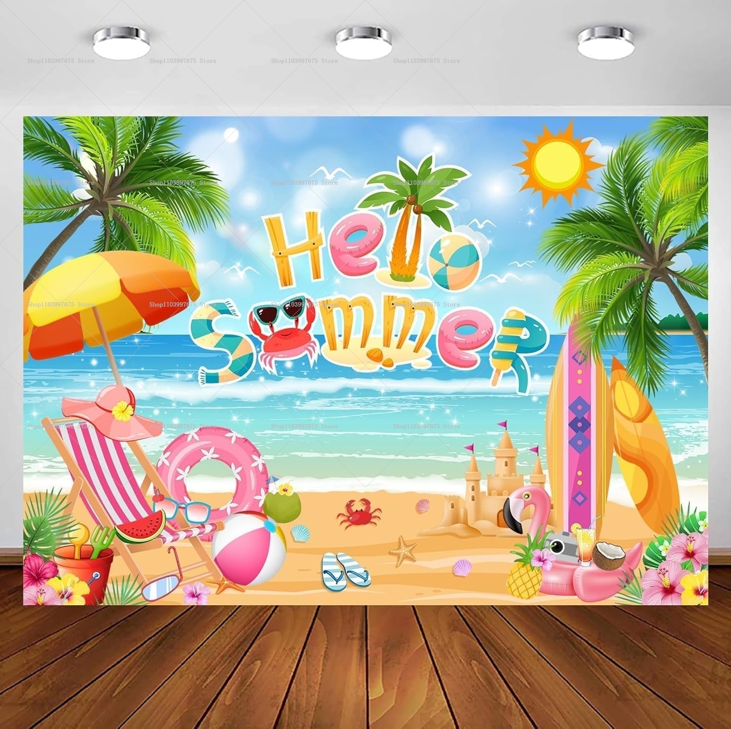 2D Hello Summer Hawaii Backdro - Summer Clothing Banner のレビューと価格