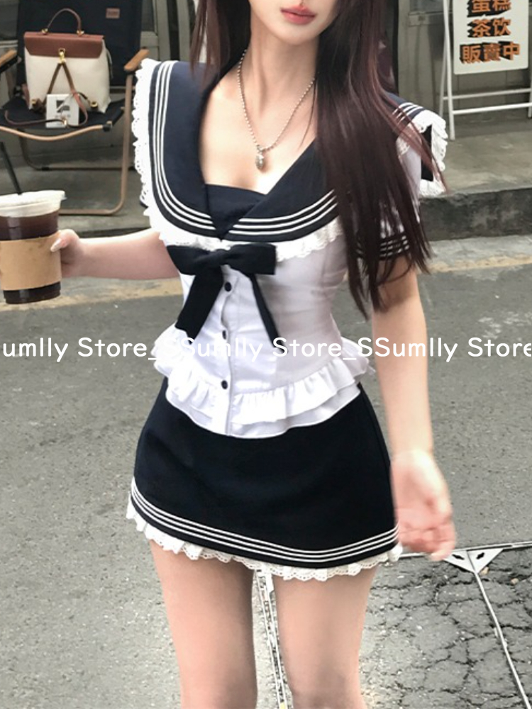 College Style Bow Sweet Two Pi - Summer Japanese Clothing のレビューと価格