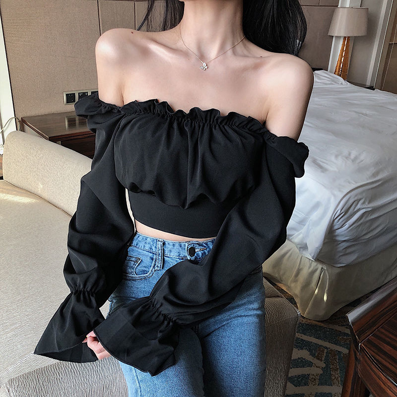 Blouses Women Black Puff Sleev - Crop Blouse Linen のレビューと価格