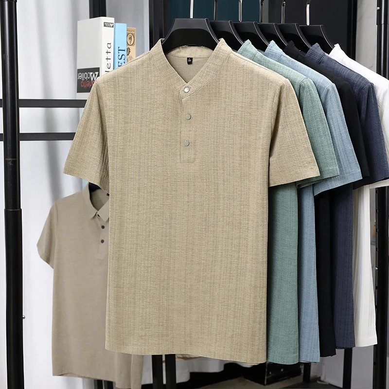 Mens Mandarin Collar Half Plac - Summer Clothing Guys のレビューと価格