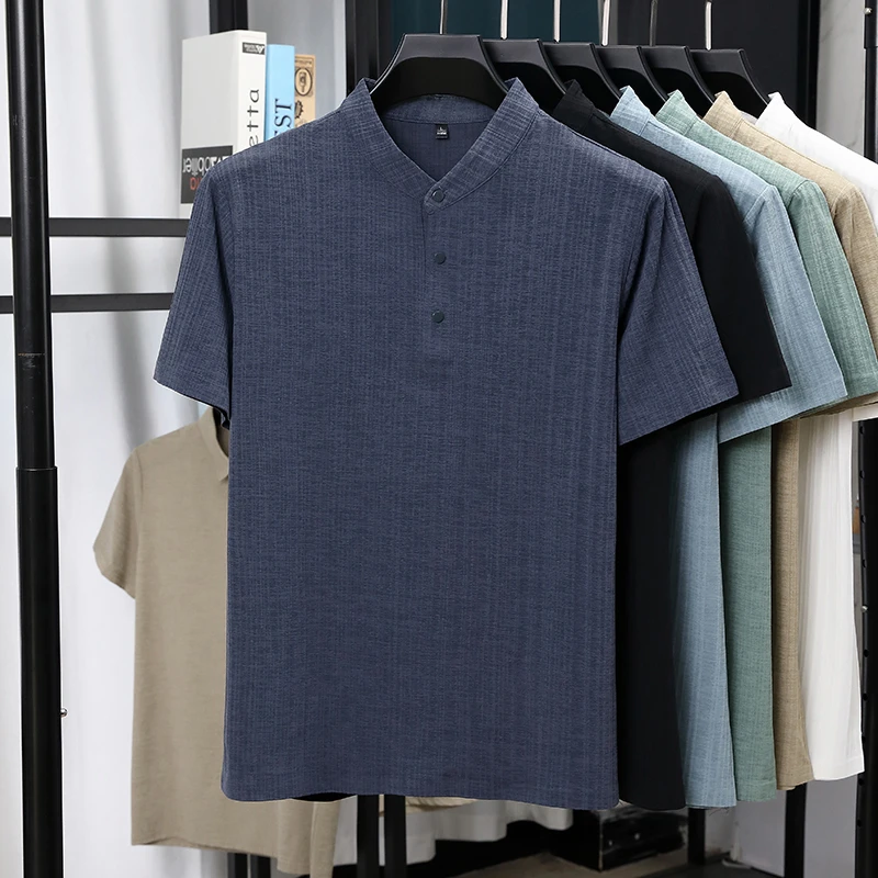 Mens Mandarin Collar Half Plac - Summer Clothing Guys のレビューと価格