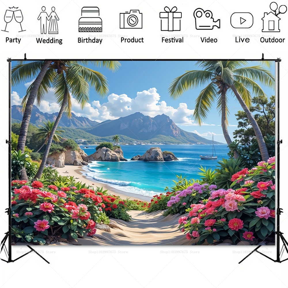 Tropical Beach Sea View Backdr - Summer Clothing Banner のレビューと価格