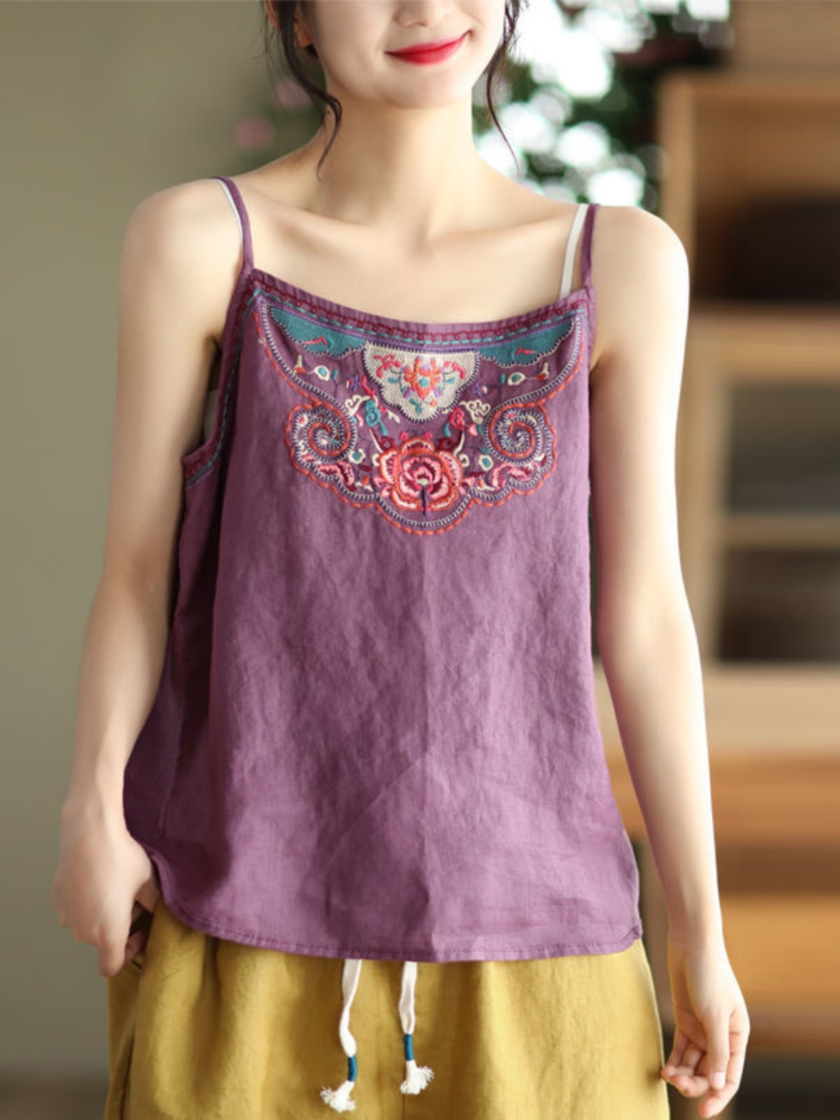 Women's Cotton Linen Crop Top  - Crop Blouse Linen のレビューと価格