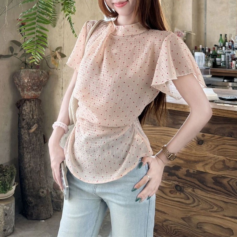 Fashionable Gauze Sweet Polka  - Summer Clothing In French のレビューと価格