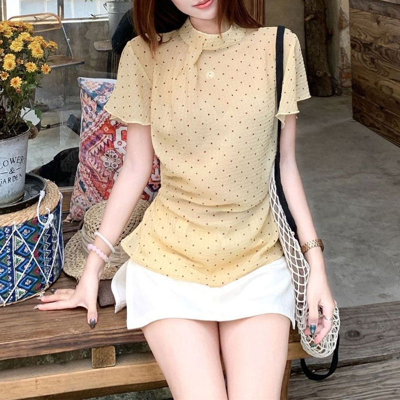 Fashionable Gauze Sweet Polka  - Summer Clothing In French のレビューと価格